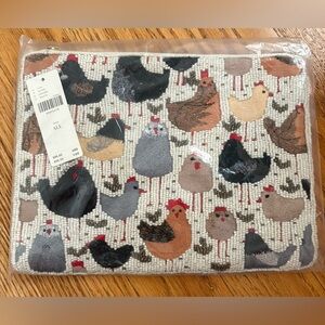 Anthropologie Large Beaded Pouch - Chickens